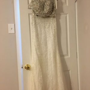 White two piece prom or formal gown